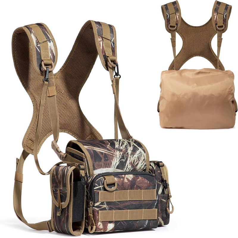 Smasrob Binocular Harness Chest Pack with Rangefinder Pouch, Magnetic Closure and Rain Cover, Bino Harness for Hunting, Hiking and Birdwatching, Camouflage - Image 1